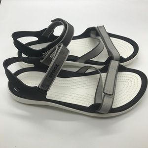 CROCS Gray and Black Women's Sandals